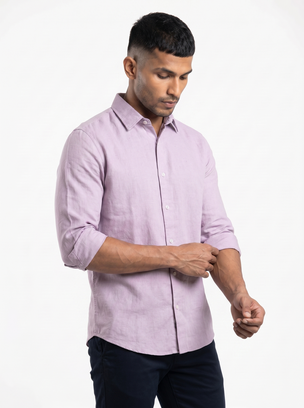 Tailored Fit Linen Shirt - Lavender