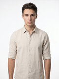 Tailored Fit Linen Shirt - Light Beige
