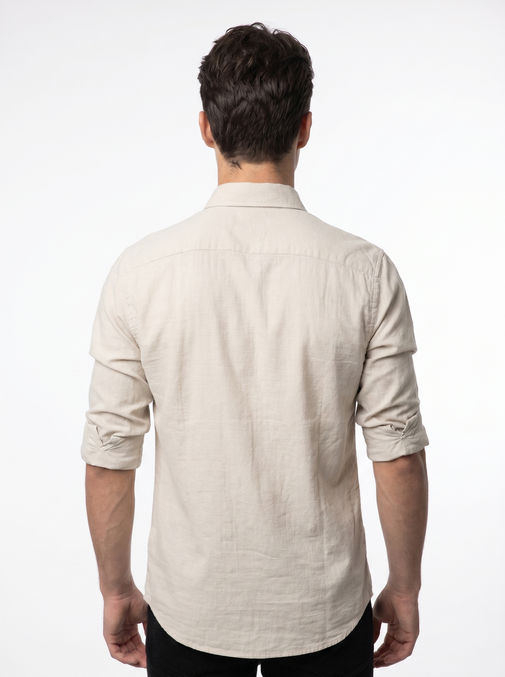 Tailored Fit Linen Shirt - Light Beige
