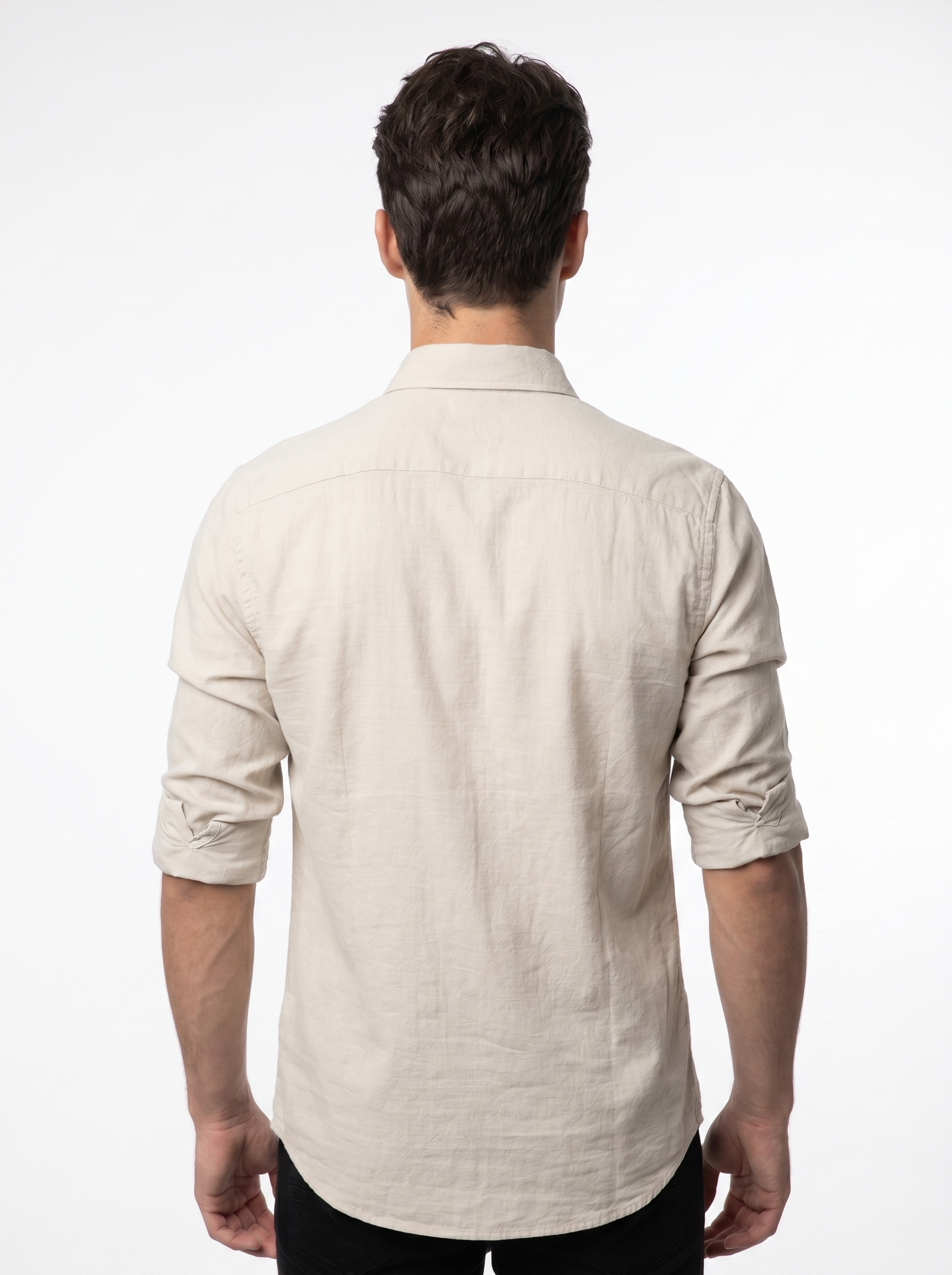 Tailored Fit Linen Shirt - Light Beige