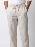 Relaxed Fit Linen Stripe Pants - Natural