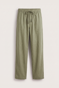 Linen Pants - Green — product-only front studio photograph