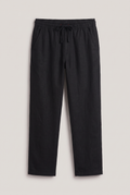 Relaxed Fit Linen Pants - Black — product-only front studio photograph