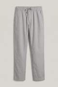 Relaxed Fit Linen Pants - Grey — product-only front studio photograph