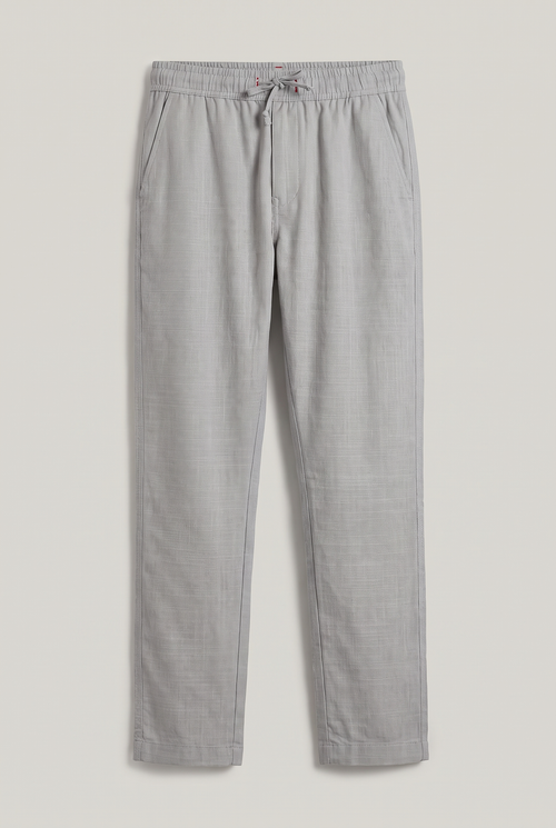 Relaxed Fit Linen Pants - Grey — product-only front studio photograph