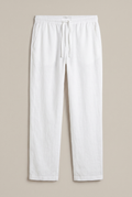 Relaxed Fit Linen Pants - White — product-only front studio photograph