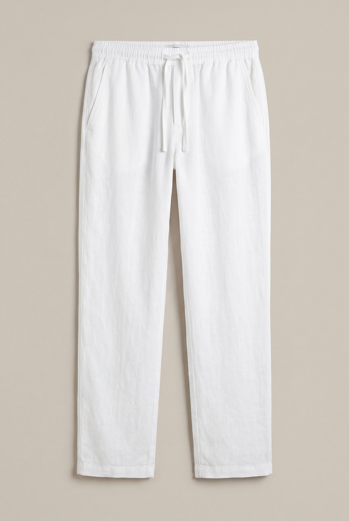 Relaxed Fit Linen Pants - White — product-only front studio photograph
