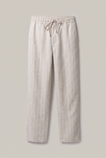Striped Linen Pants - Natural — product-only front studio photograph